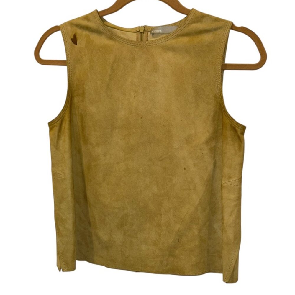 vince camel khaki suede sleeveless top XS